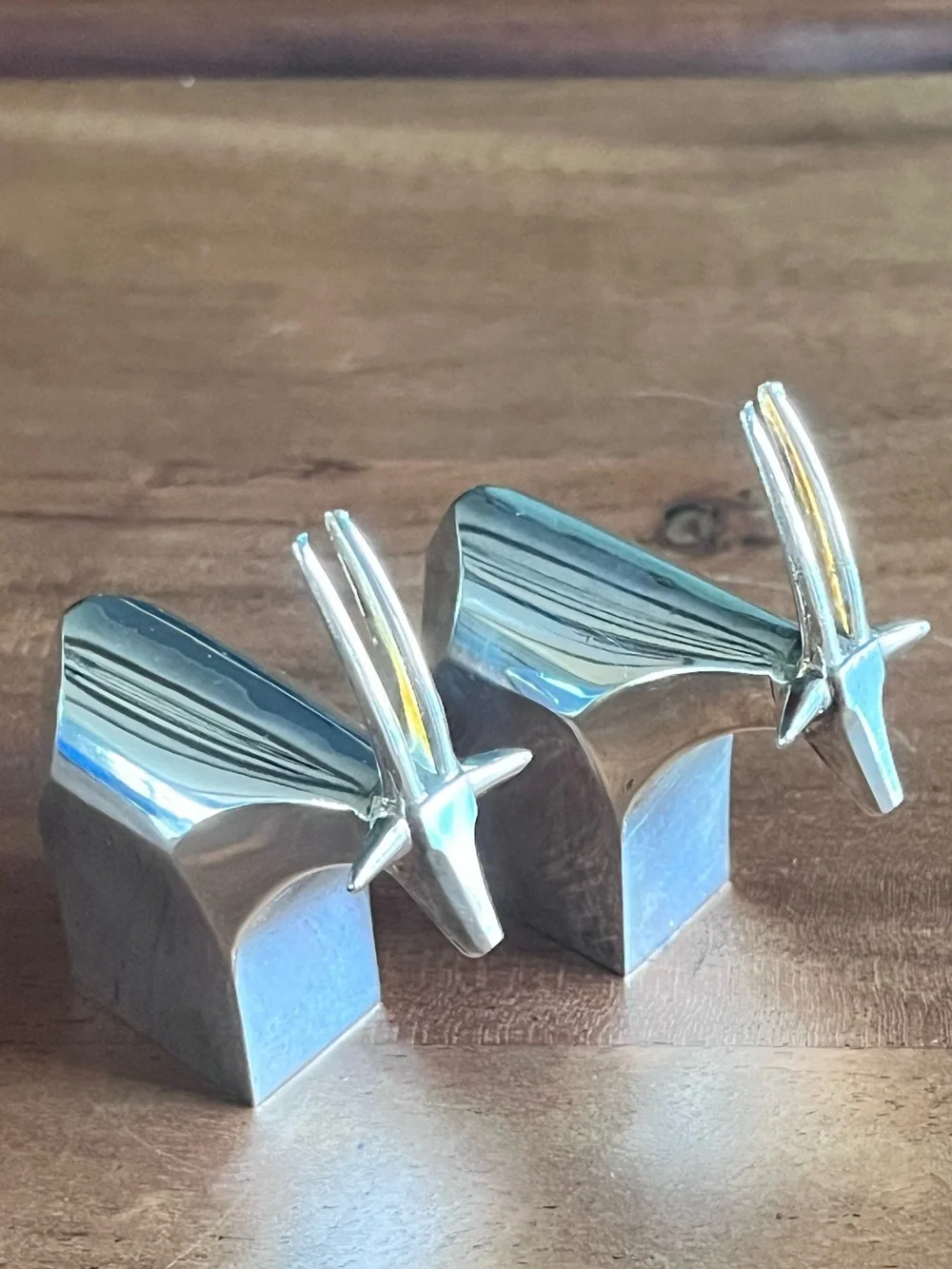 Dansk Designs Japan Safari Gazelle Silver plate Paperweights set of 2 vintage